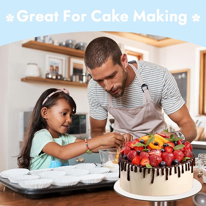 JCD 70 Packs Cake trays, 8inch Round Cake Board, Waxed Greaseproof finish Cake Base,Sturdy Corrugated Cake Board,（Thinner But Stronger-White (White, 8inch/70Pcs)