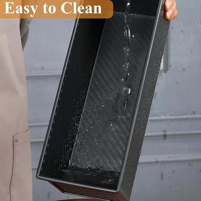 SS&CC Pullman Loaf Pan with Lid 13x4 | 2.2lb Carbon Steel Bread Pan for Homemade Sourdough & Sandwich Bread | Nonstick Bakeware, Heavy Duty & Easy Clean (Black, 2.2lb)