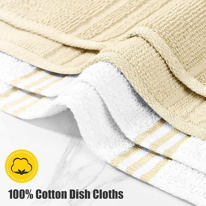 Oven Mitt and Pot Holders Sets, Quilted Cotton Terry Cloth,Non-Slip Pot Holder, Silicone Oven Mitt Heat Resistant, Oven Mittens 7.3"x14.2", Hot Pad 7"x10" & Dish Cloths 13"x25"