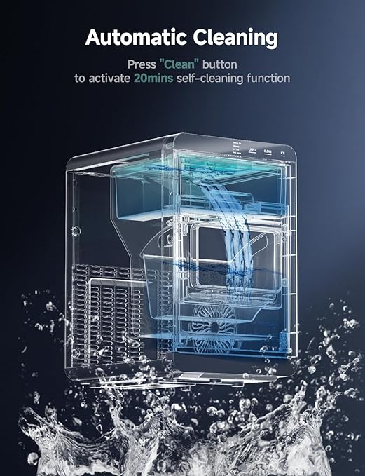 EUHOMY Nugget Ice Maker Countertop, 44Lbs/24H Pebble Ice Maker Machine, Self-Cleaning Pellet Ice Machine with Ice Scoop&Basket, Sonic Countertop Ice Machine for Home/Kitchen/Office(Black)