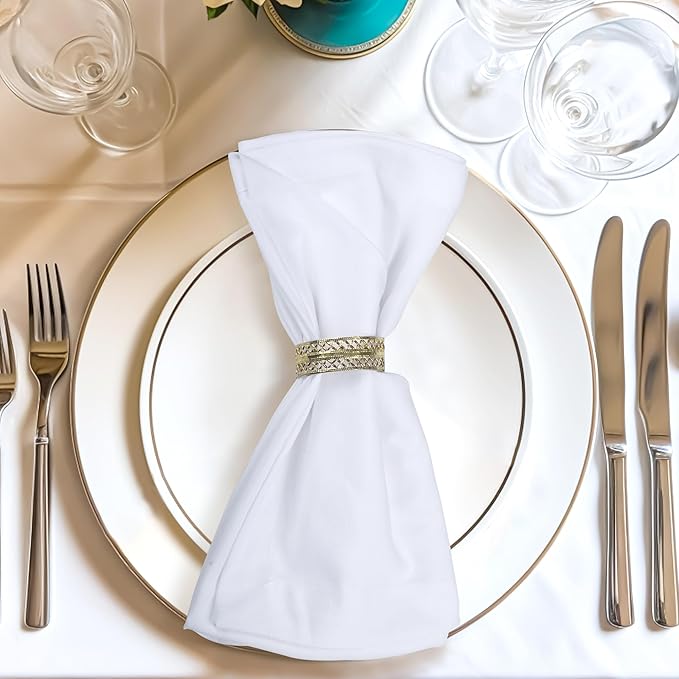 Urban Villa White Cloth Dinner Napkins Set of 12 20x20 inches 100% Cotton Highly Absorbent Washable Durable Reusable Ideal for Farmhouse Party Thanksgiving Fall Christmas Everyday Use Table Napkins