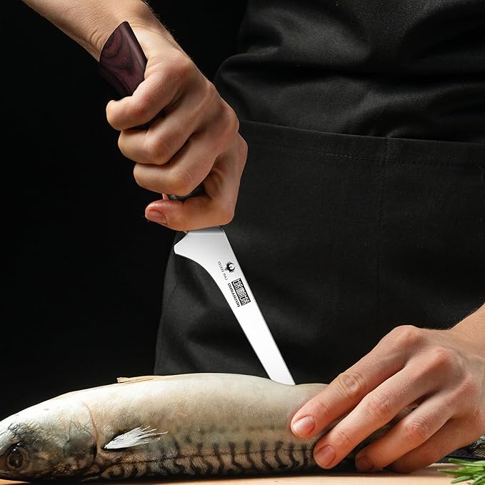 HOSHANHO Fillet Knife 7 Inch, Professional High Carbon Stainless Steel Boning Knife for Meat, Ultra Sharp Japanese Fish Fillet Knives with Ergonomic Wood Handle