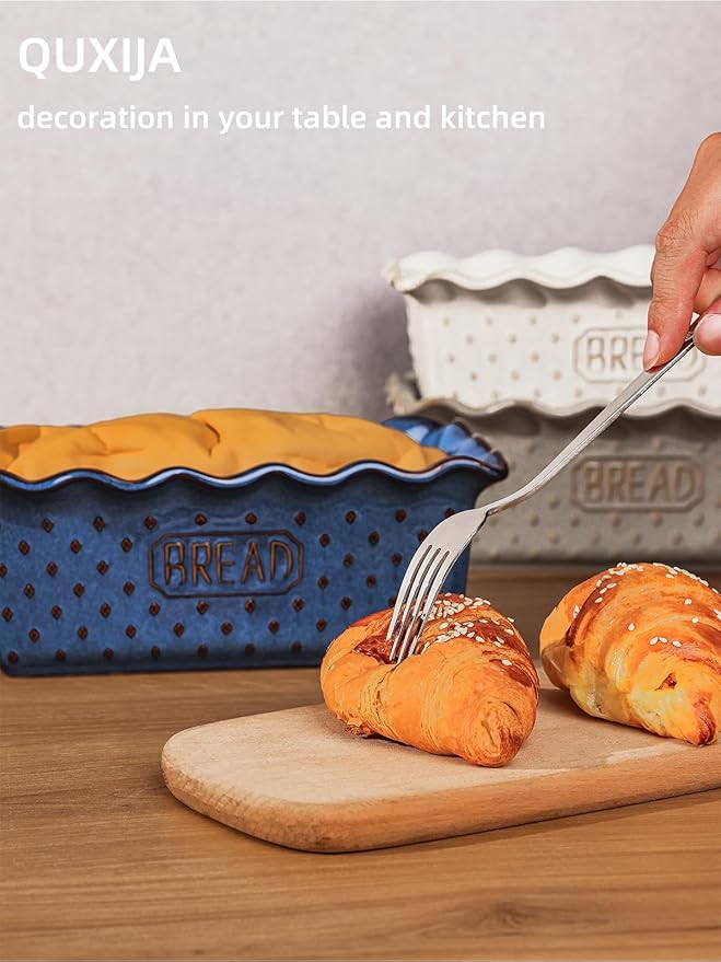 Ceramic Loaf Pan for Baking Bread, 9 x 5 Inch, Nonstick Bread Pans for Cooking, Microwave & Dishwasher Safe, Rectangular Mold (Vintage Blue)