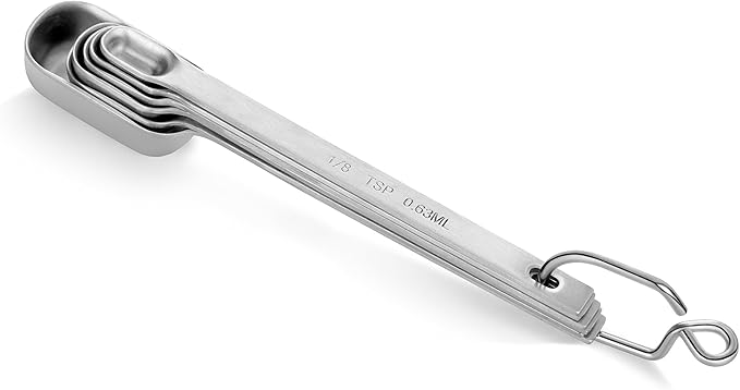 New Star Foodservice 43136 Stainless Steel 18/8 Measuring Spoons (Set of 6), Silver