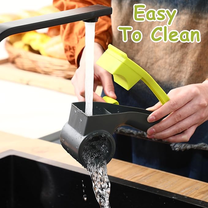 Boao Rotary Cheese Grater Manual Handheld Cheese Grater with Stainless Steel Drum for Grating Hard Chocolate Nuts Kitchen Tool Christmas favors(Gray Green)