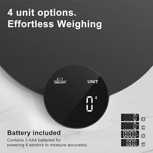 Ultrean 1g/0.1oz Precision Food Scale, HD LED Display Digital Kitchen Scale, Stainless Steel, 11lb Capacity for Cooking Baking (Batteries Included)