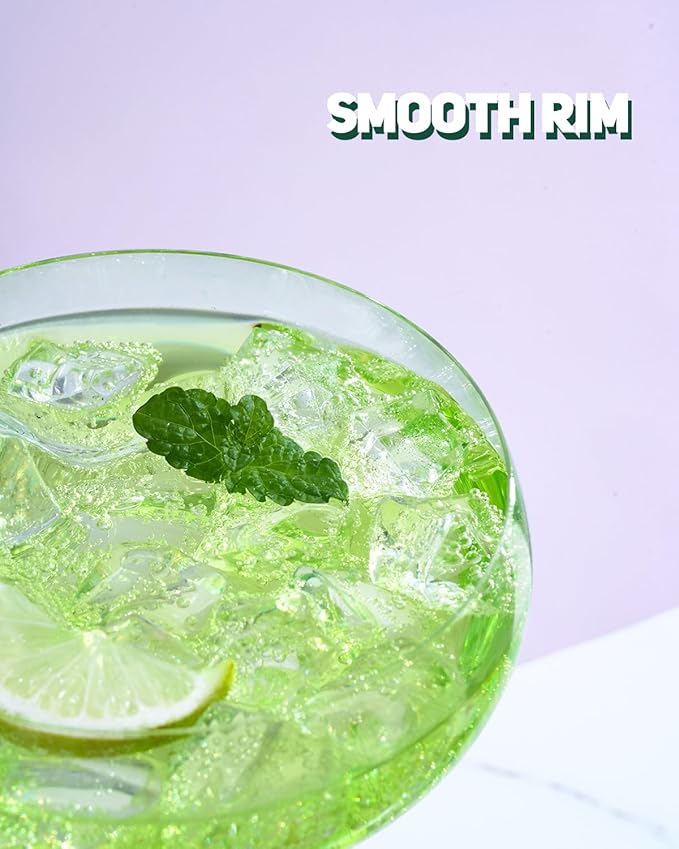 Handmade Coupe Glasses Set of 4 – 8.5oz Crystal Cocktail Glasses with Unique Convex Base, Elegant Coupe Glassware for Margarita, Martini, Champagne, Manhattan & Cocktails