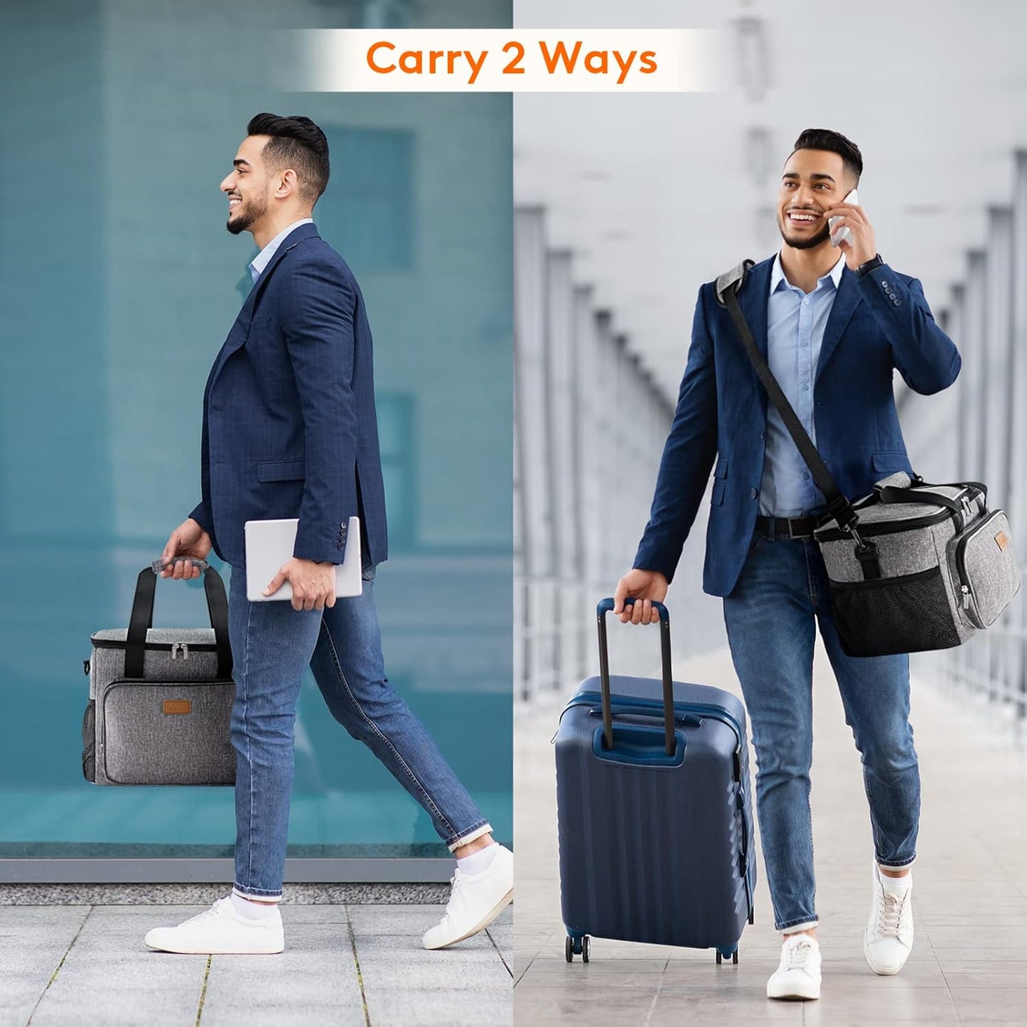 Lifewit Large Lunch Bag Insulated Lunch Box Soft Cooler Cooling Tote for Adult Men Women, Gray 40-Can (24L)