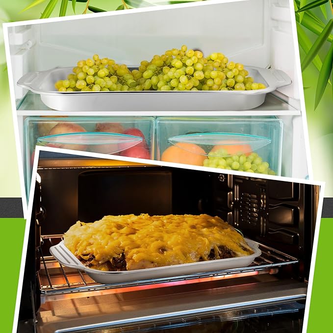 2 Pcs Stainless Steel Baking Sheet Nonstick Cookie Pan Rectangle Bakeware Cookie Sheets Oven Pan for Fish Cakes Breads Casseroles Vegetables (Handle, 16" x 9" x 1.2")