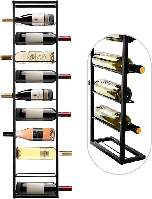 Wall Mount Wine Rack: Metal Wall Mount Wine Bottle Holder - 10 Bottle Wall Hanging Wine Bottle Shelf, Wine Storage Organizer Display Holder for Home, Dining Room, Liquor, Kitchen, Wine Cellar, Bar