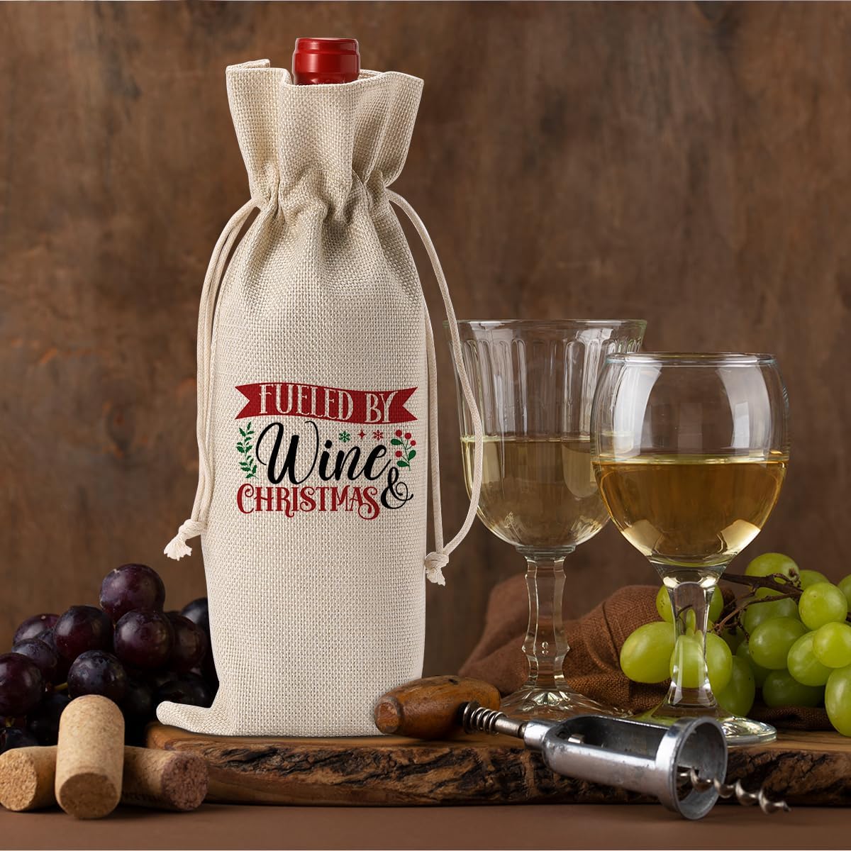 FBCCZEY Christmas Wine Bag Merry Christmas Wine Bottle Gift Bags With Drawstring Xmas Party Decorations Gifts for New Year Holiday Wedding Parties Fueled By Bottle Wraps Bags