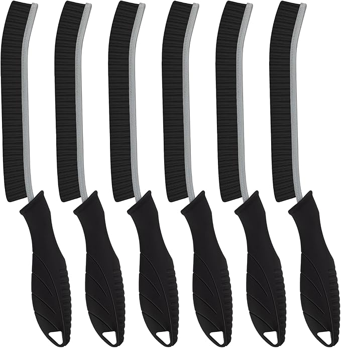 Black Hard Bristle Crevice Cleaning Brush - 6 PCS Home Cleaning Supplies - Multi-Purpose Crevice Cleaning Tools for Grout, Kitchen, Bathroom, Toilet and Window