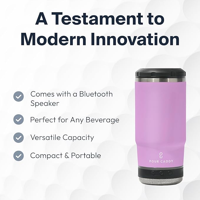 Chill & Brew, Insulated Can & Bottle Holder, Bluetooth Cup with Speaker, Fits 12 oz Cans, Skinny Cans, Most Bottles & Cold Drinks, Pink