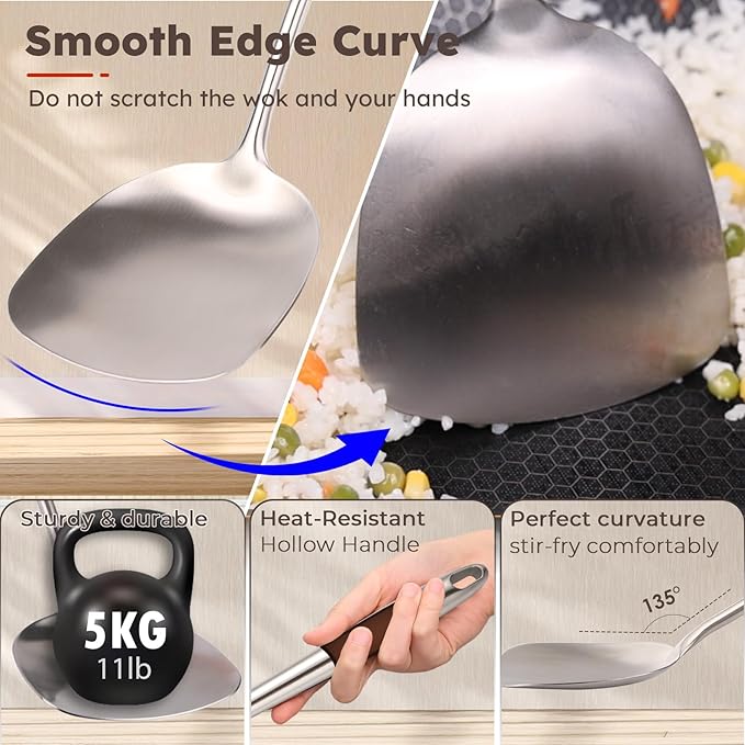 MARTE Kitchen Cooking Utensils Set, 5 Pcs Stainless Steel Cooking Kitchen Utensils Spatula Set with Holder, Heat-Resistant Spatula and Ladle Skimmer Turner Tool Set，Dishwasher Safe & BPA Free