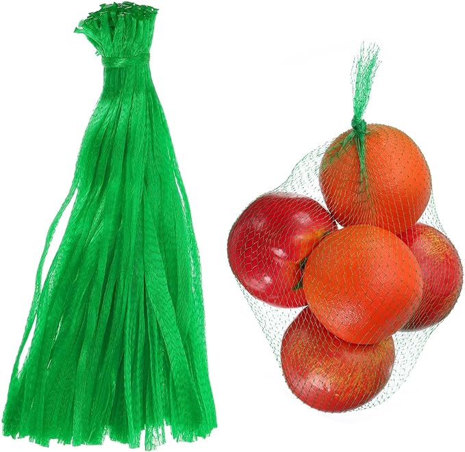 uxcell 100PCS Reusable Mesh Produce Bags, 11.8 Inches Egg Hatching Bags Washable Breathable Fruit Net Stretchable Mesh Netting Storage for Seafood Vegetable Onion Grocery Shopping, Green