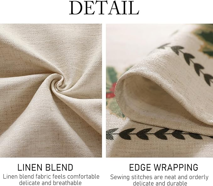 Christmas Tablecloth for Rectangle Tables,Linen Table Cloth with Leaves and Pinecones Pattern,Heavy Durable Table Cover for Dining Thanksgiving Kitchen Party Banquet Christmas,55"*79"