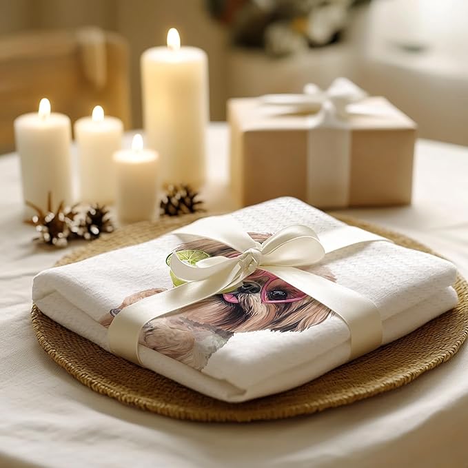 Cabana Bro Shih Tzu Gifts Kitchen Towels, Shih Tzu Gifts for Women Decorative Hand Towels for Bathroom, Funny Lion Dog Chow Chow Cocktail Tequila Dish Tea Towels for Kitchen, 16x24 Inch