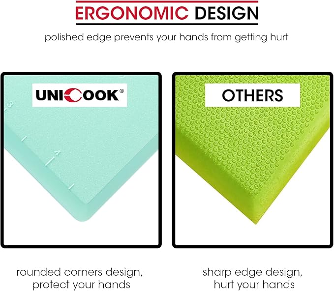 Unicook Dough Scraper Cutter, Flexible Plastic Bench Scraper for Baking Pizza/Pastry/Cake, Multipurpose Baking Tools with Measuring Scale, 2 Pack