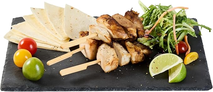 Restaurantware Slate Serving Tray 1 Pack of 11.8" x 7.8" Foam Feet Charcuterie Stone Plate Rustic Edges Freezable Black Serving Display Cheese Boards for Kitchen, Gourmet, Dining, Parties