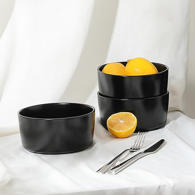 Stone Lain Eden 4-Piece Bowl Set Stoneware, Black