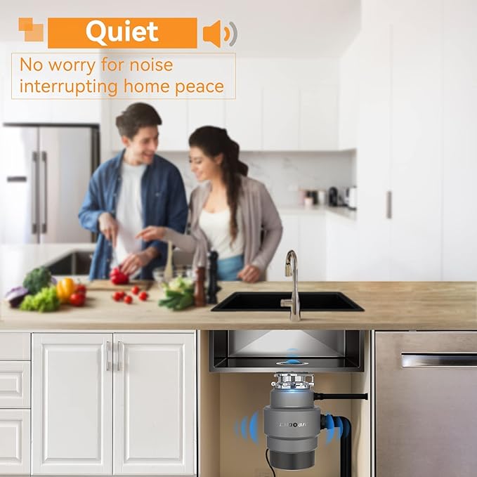 Garbage Disposal 3/4HP, Food Waste Disposal Continuous Feed, Garbage Disposal with Power Cord