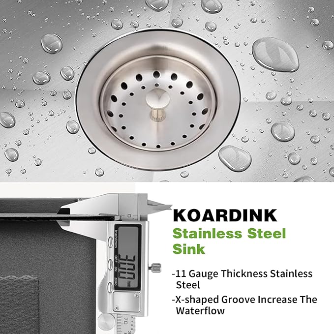 Kitchen Sink, 30x18 Inch Stainless Steel Drop In Kitchen Sink Modern Undermount Single Bowl Kitchen Sink Gift Combo-SS Grid,Silicon Mat,Drain Strainer Set Compatibility With Various Kitchen