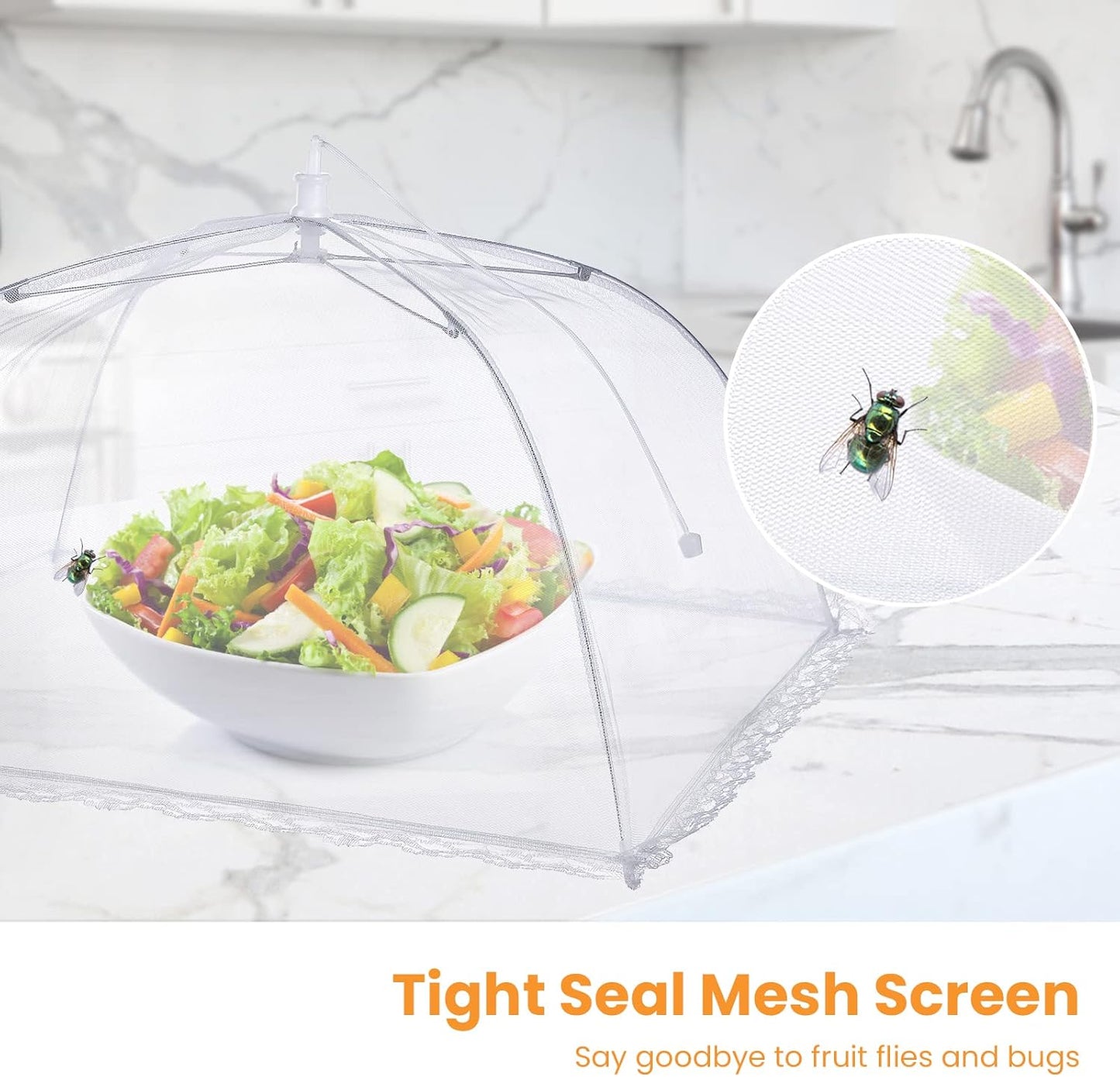 Food Covers for Outside - 2 Extra Large (40 x 25 in) & 6 Large (17 x 17 in) Food Tents/Food Covers for Outdoors Mesh Screen, Picnic Pool Party Supplies, Pop-Up and Collapsible