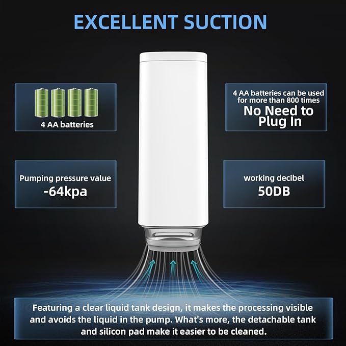 Handheld Vacuum Sealer Machine, Automatic Food Vacuum Pump, Sous Vide Vacuum Sealer Portable Vacuum Sealer Machine for Food Storage and Preservation