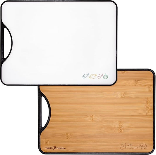 Totally Bamboo Poly-Boo Reversible Cutting Board – Dual-Sided with Bamboo & BPA-Free Poly Surfaces | 15" x 11" Meat & Vegetable Prep Board | Durable & Knife-Friendly
