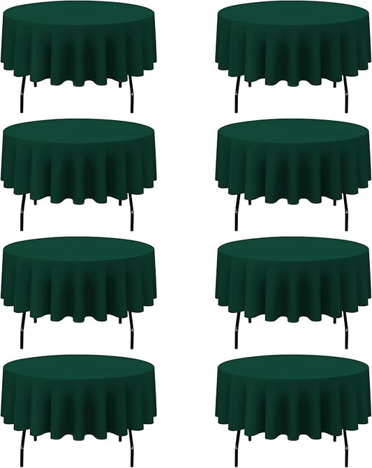 BRILLMAX 8 Pack Hunter Green Round Tablecloths 90 Inch - Circle Bulk Linen Polyester Fabric Washable Table Cloth Cover for Wedding Reception Banquet Birthday Party Buffet Restaurant