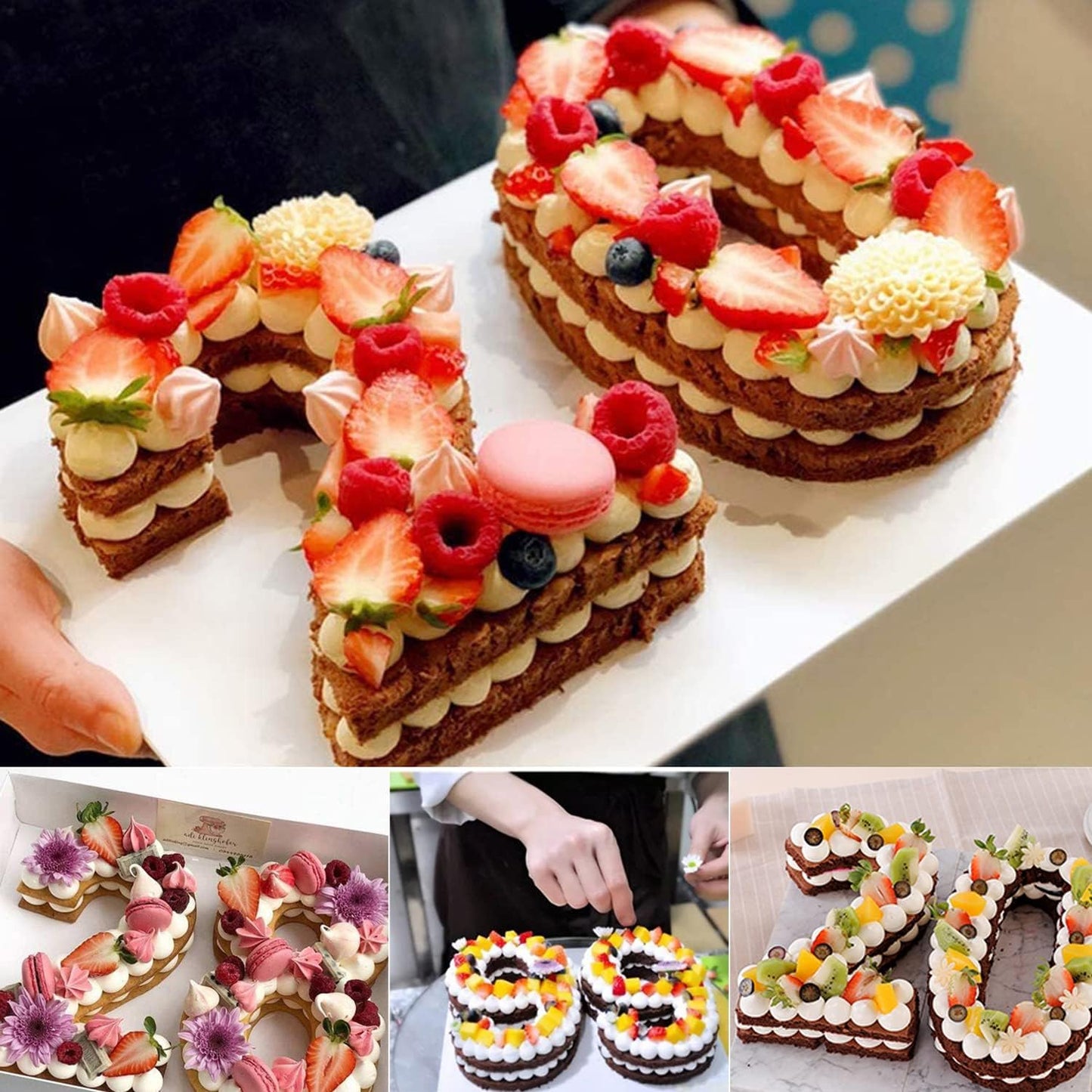 Ducodocu Silicone Cake Pans 3D Large Number Cake Mould Novelty Cake Tins DIY Baking Mold for Birthday Wedding Anniversary 10 inch Number of 2