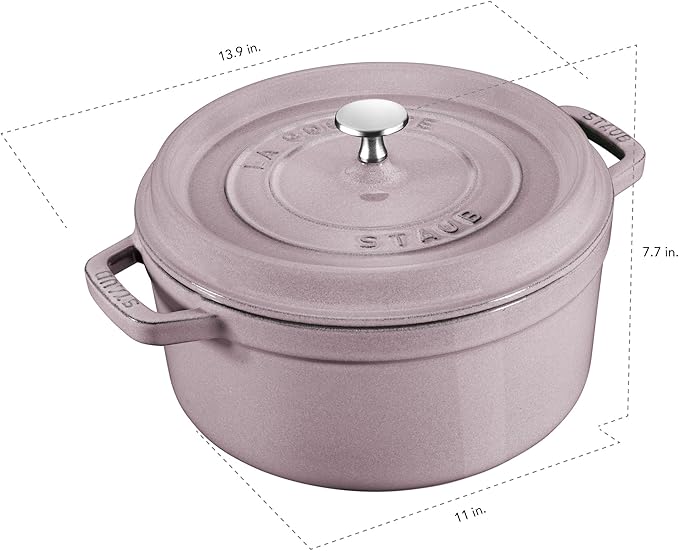 STAUB Cast Iron 7-qt Round Cocotte - Lilac