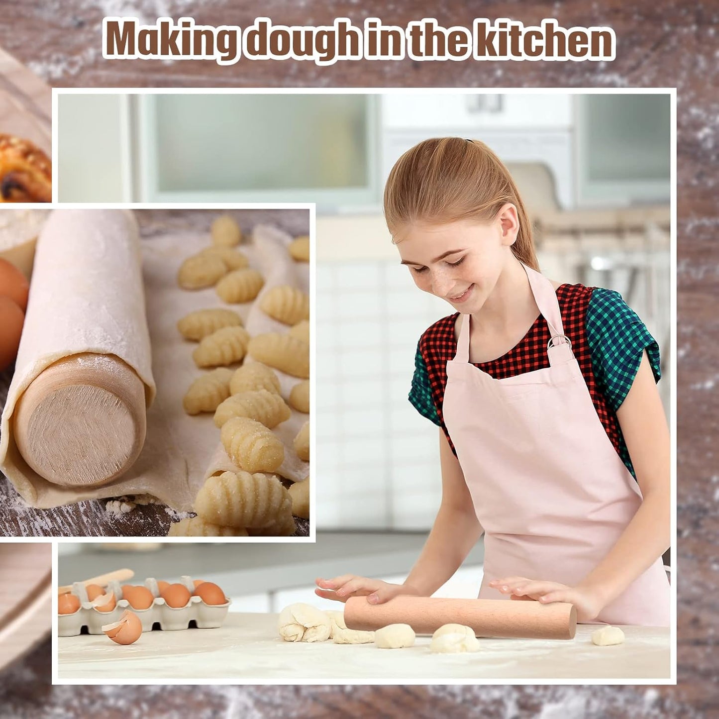 Small Wooden Rolling Pin, Dumpling Dough Roller Wooden Mini Rolling Pins Kitchen Utensil Tool for Fondant, Pasta, Bread, Pastry, Cookies, Pizza, Pie, Cylinder Style, 6.3 Inch (20 Pieces)