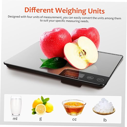 Digital Kitchen Scale High Precision Stainless Steel Food Scale with Tare Function Easy Clean Panel Grams Ounces for Cooking Baking Meal Prep
