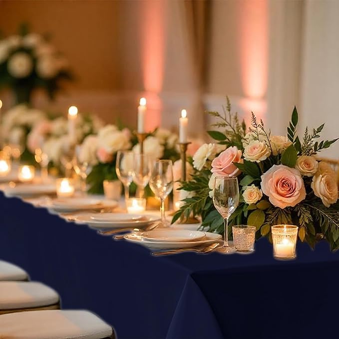 Fitable 8 Pack Table Cloth Rectangle Table: Stain and Wrinkle Resistant Tablecloth Rectangular, Washable Polyester Tablecloths for Wedding Party Dining Banquet Event Catering(Navy, 70x108 Inch)