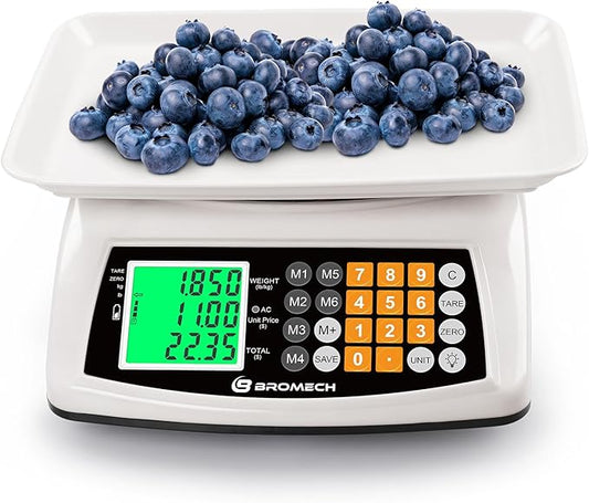 66lb/30kg Commercial Digital Kitchen Scale with Price Computing, LCD Display, KG/LB Conversion, for Food, Baking, Cooking, Meat, Includes Adapter