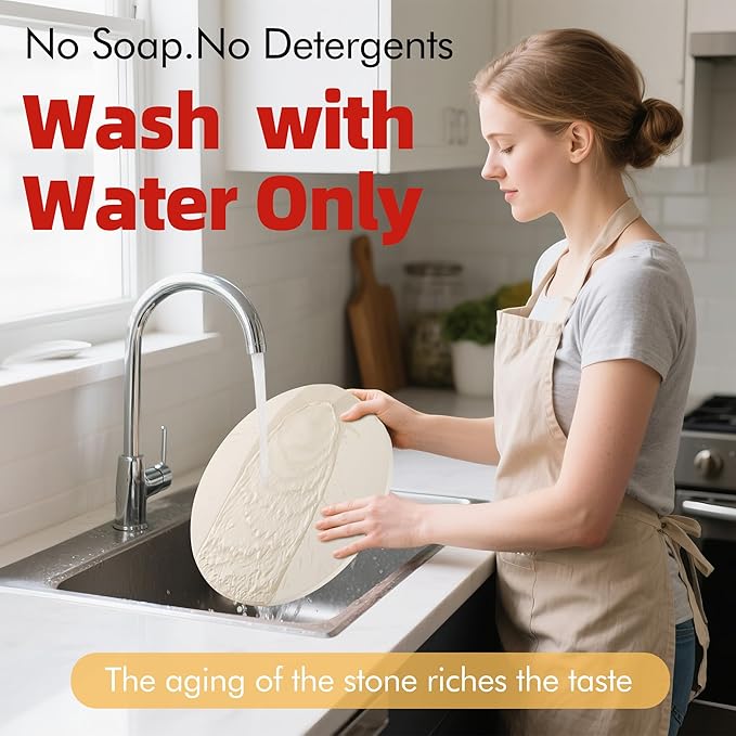 14" Round Pizza Stone, Heavy Duty Cordierite Pizza Pan for Grilling & Pizza Oven, High Temperature Resistant Baking Stone for Pizza, Bread, Meat