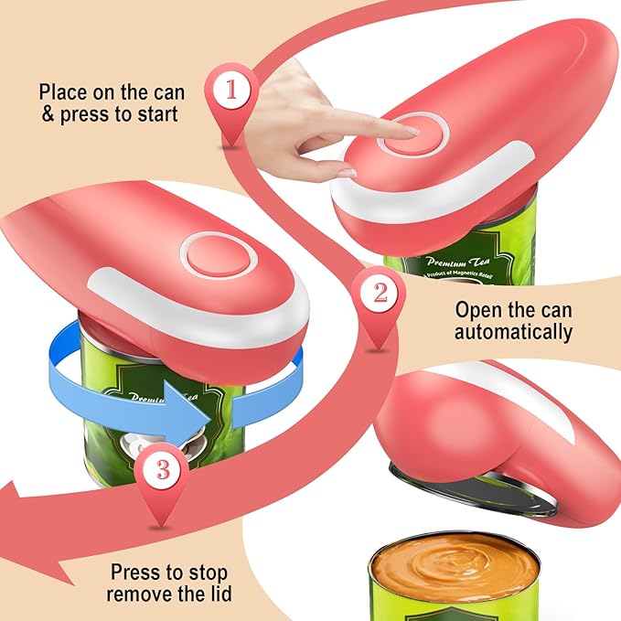 Electric Can Opener, One-Touch Automatic Can Opener Fits All Can Sizes, Hands-Free&Smooth Edge Battery operated Can Opener with Magnetic Cover Catch for Kitchen & Seniors Arthritis