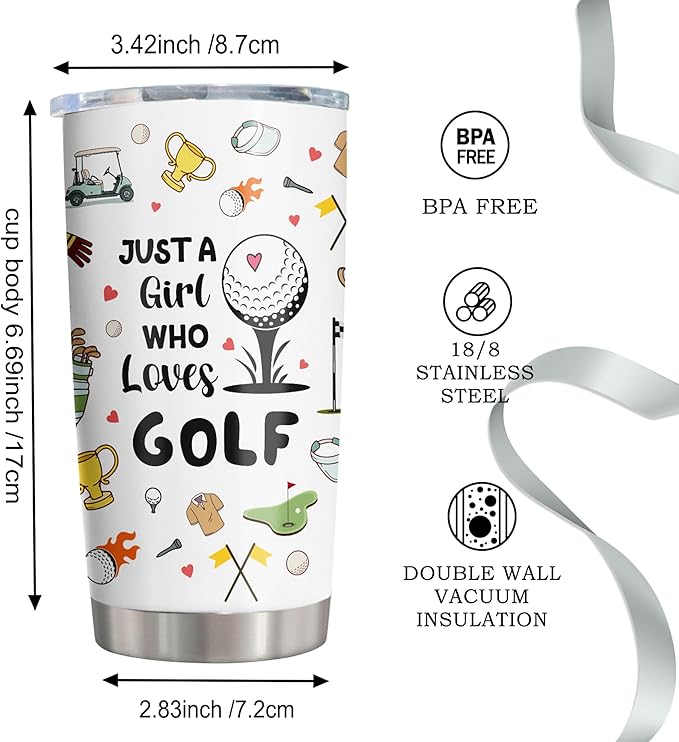 Golf Gifts for Girls/Women Tumbler 20oz 1pc, Funny Golf Themed Gifts, Birthday Gifts for Golf Lovers Players