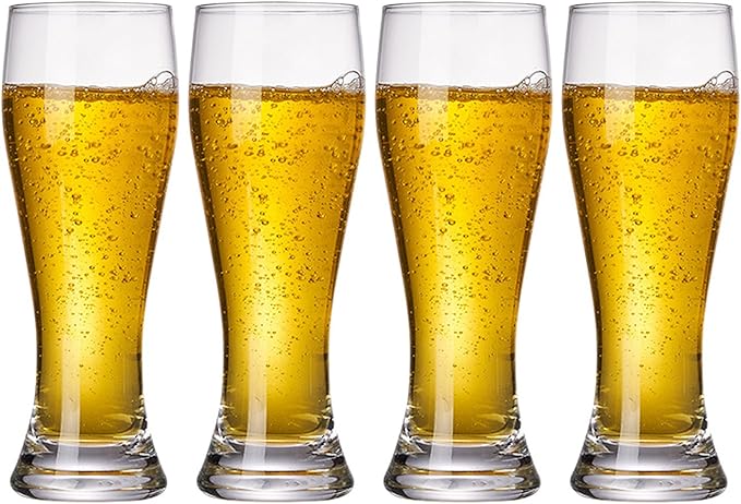 100% Hand Blown Artistry Pilsner Beer Glasses 18.5 oz Capacity Ultra-Thin Craft Lead-Free for Beer Drinking Bliss Bar Glassware creative base Beer Glasses 4pack