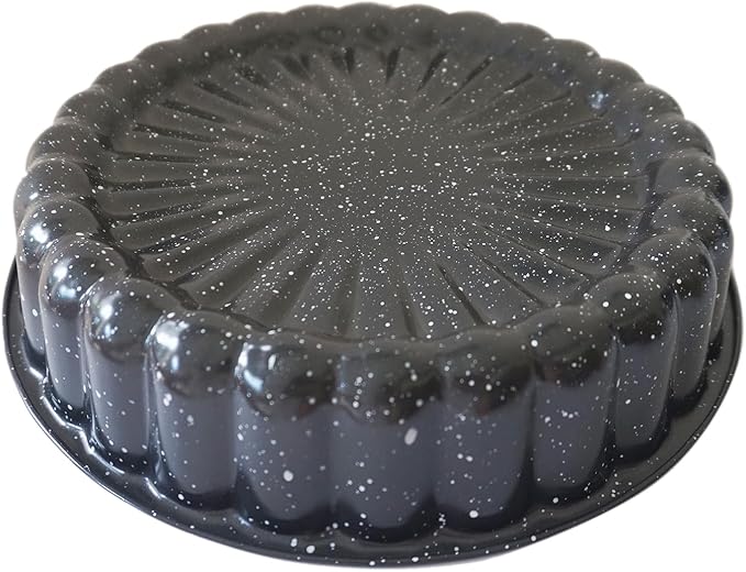 Charlotte Cake Pan 10 Inch, Flower Shaped Charlotte Mold Pan, Carboon Steel Round Cake Molds for Baking, Nonstick Special Bakeware - Black