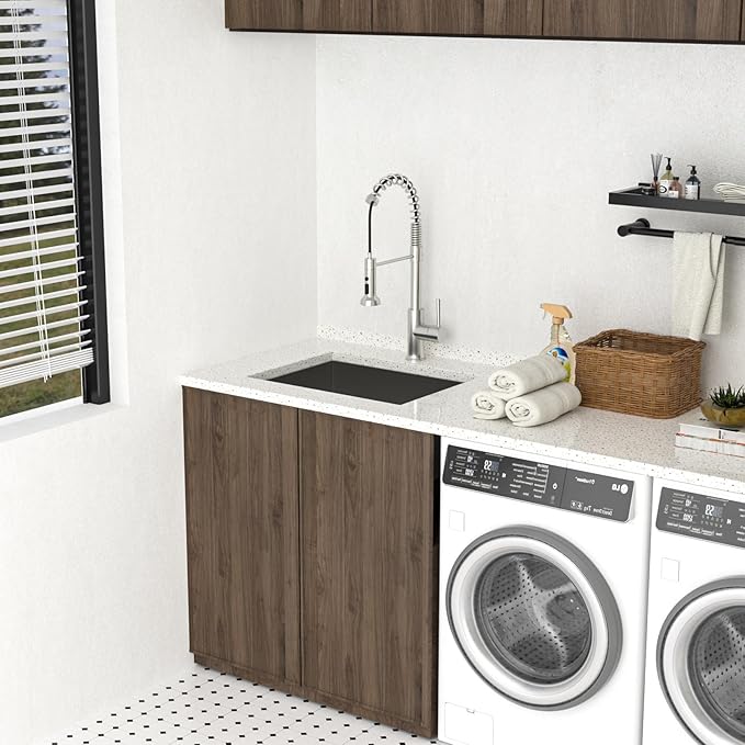 Lordear 24 Laundry Sink Stainless Steel - 24" x 19" x 13" Undermount Sink Single Bowl 16 Gauge Stainless Steel Deep Laundry Room Utility Sinks Handmade Under Counter Kitchen Basin