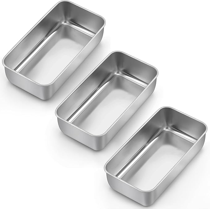LIANYU 3 Pack Loaf Pans for Baking Bread, 9x5 Inch Bread Loaf Tin Pan, Stainless Steel Meatloaf Baking Bread Tin for Homemade Banana Bread, Dishwasher Safe