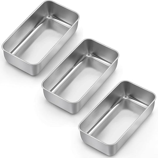 LIANYU 3 Pack Loaf Pans for Baking Bread, 9x5 Inch Bread Loaf Tin Pan, Stainless Steel Meatloaf Baking Bread Tin for Homemade Banana Bread, Dishwasher Safe