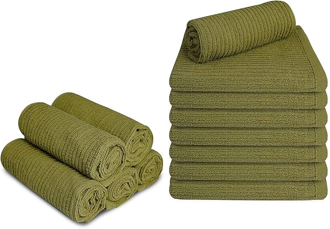 Softolle Bar Mop Towels, Pack of 12-16x19 Inches - 100% Cotton Super Absorbent Towels, Multi-Purpose for Home and Bar Cleaning (Sage Green)