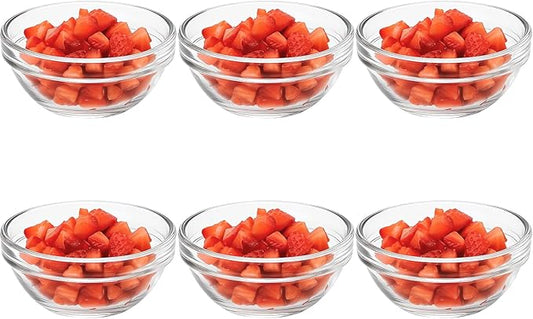6 Pack Mini Glass Prep Bowls - 2.5 oz Small Ramekins for Condiments, Dipping Sauces, Kitchen Organization