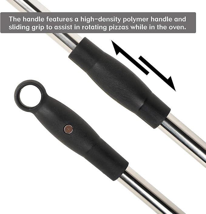 Turning Pizza Peel for Brick Oven,9" Stainless Steel Small Round Perforated Pizza Paddle with 47" Long Handle…