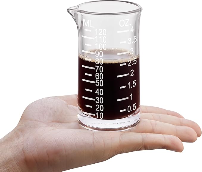 Ackers 4 Oz Glass Measuring Cup,Borosilicate Shot Glass with V-Shaped Spout-Etching Scale