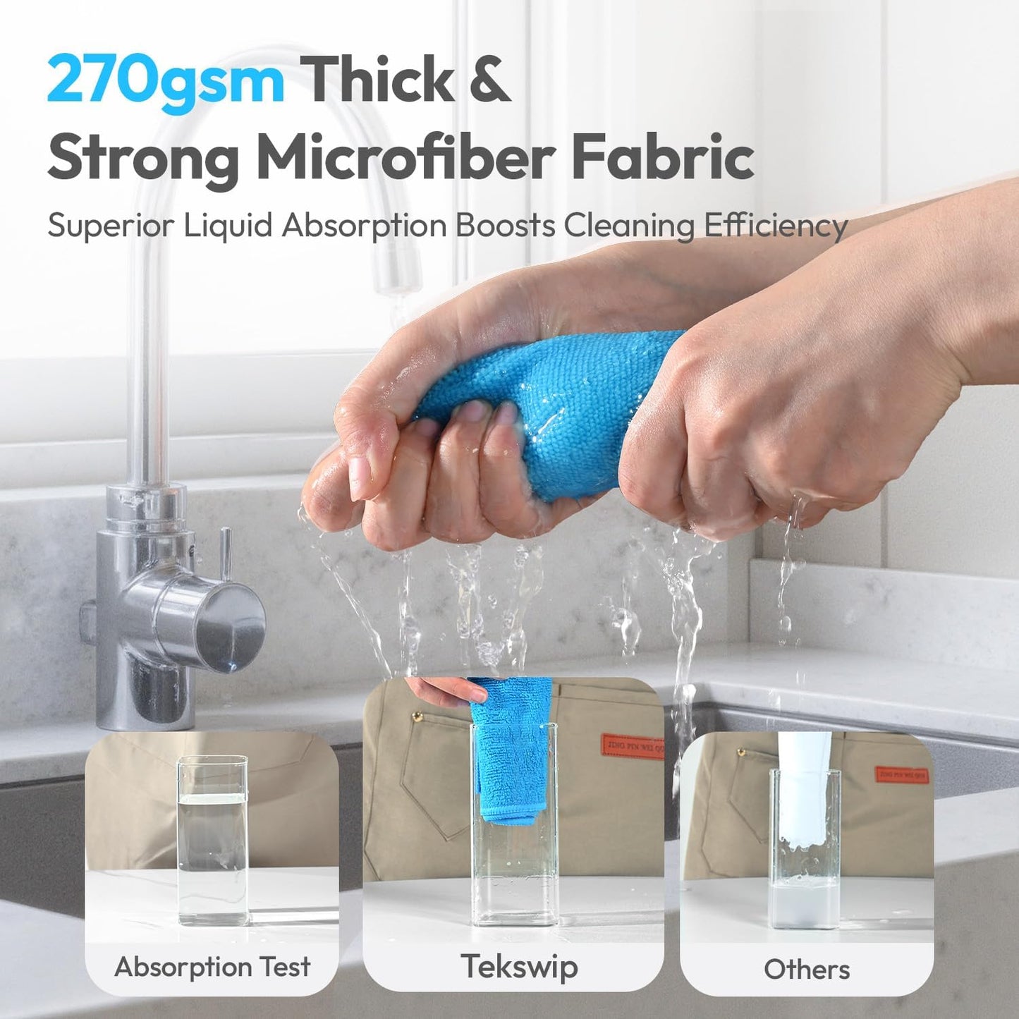 Microfiber Cleaning Cloths 12”x12”, 12Pack - Extra Thick Kitchen Towels - Streak-Free, Lint-Free, Fast Absorbent - Reusable Multi-Purpose Housekeeping Rags for Cars, Dishes, Floors, Tiles