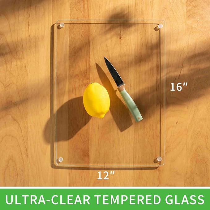 Tempered Glass cutting Board 12x16- Durable Shatterproof, Heat-resistant, Scratch-proof - Dishwasher Safe (16x12 inches)